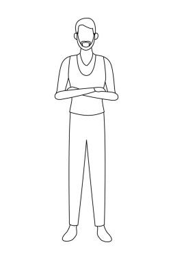 Genç adam çizgi filmi siyah beyaz