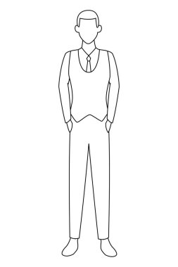 Genç adam çizgi filmi siyah beyaz