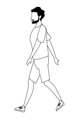 Genç adam çizgi filmi siyah beyaz