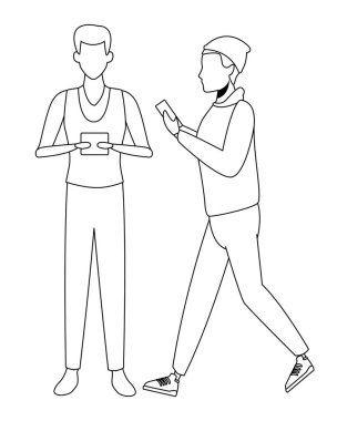 rahat insanlar karikatür siyah ve beyaz