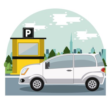 Oto park bölgesi yuvarlak simgesi