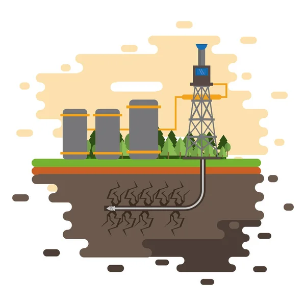 Industria petrolera y diseño de salpicaduras de maquinaria — Vector de stock