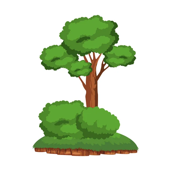 Δέντρο και σρουμπέρι πάνω από ένα κομμάτι εδάφους — Διανυσματικό Αρχείο