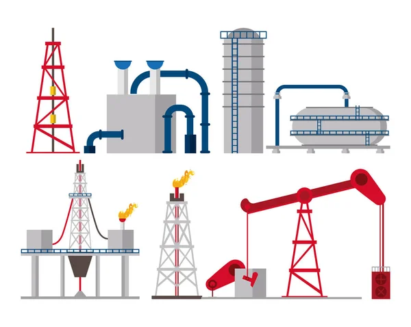 Olie-industrie set van iconen — Stockvector