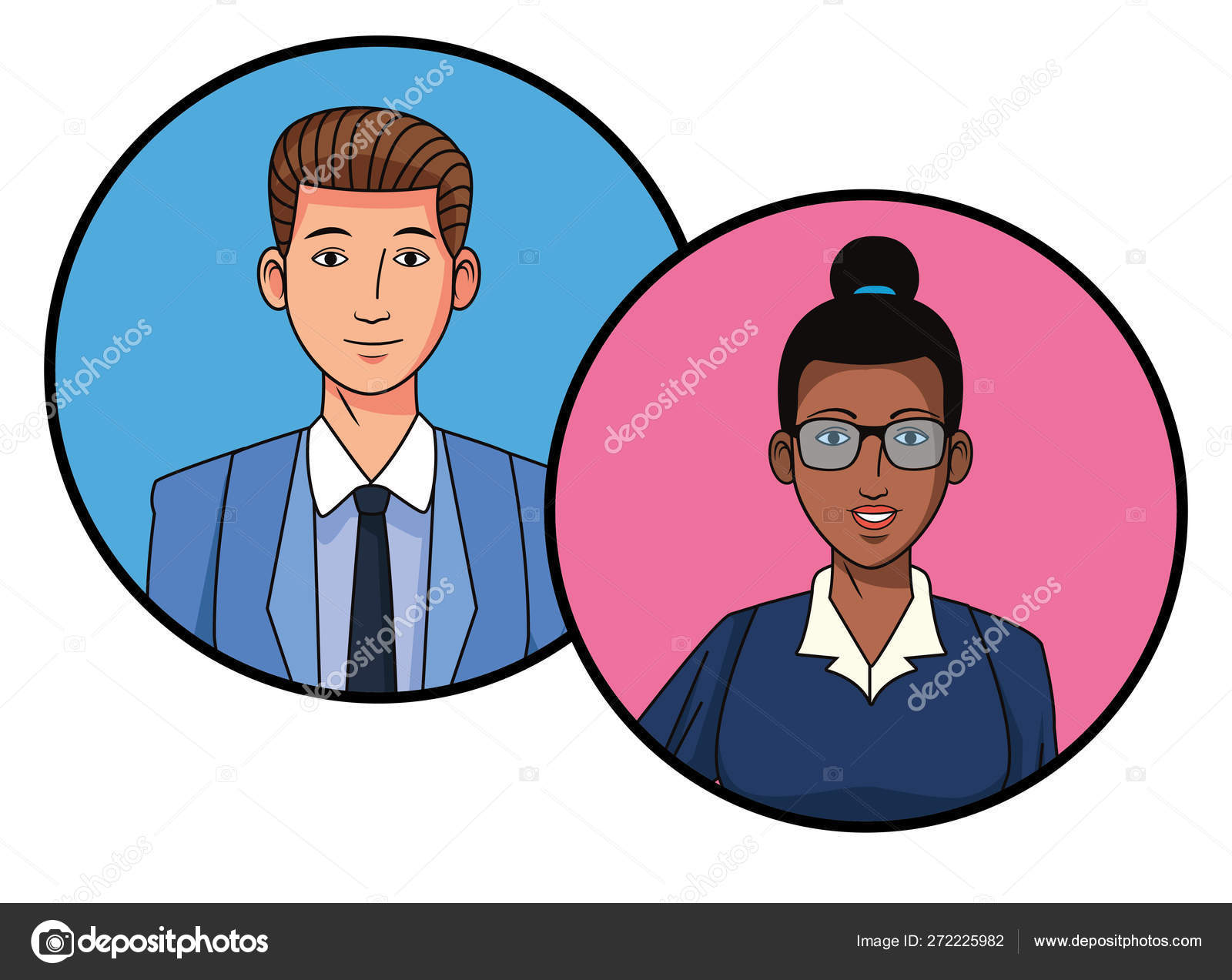 Imagen de perfil avatar pareja de negocios en iconos redondos vector,  gráfico vectorial © jemastock imagen #272225982