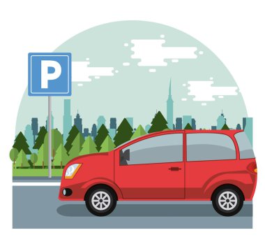 Oto park bölgesi yuvarlak simgesi