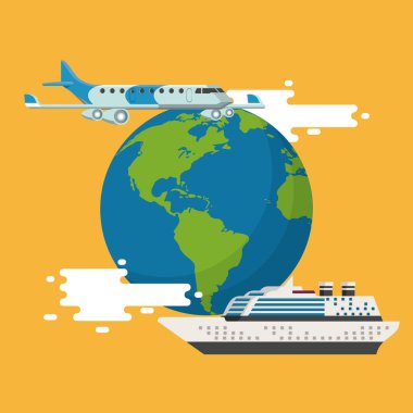 Seyahat ve tatil karikatür sahne