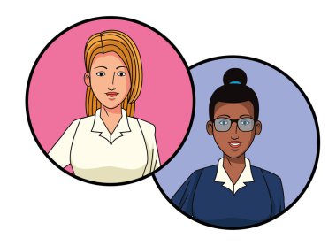 yuvarlak simgeler içinde iş kadınları avatar profil resmi