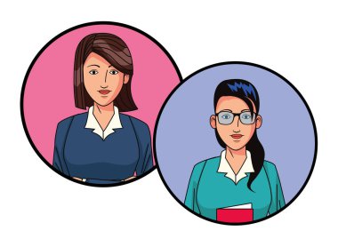 yuvarlak simgeler içinde iş kadınları avatar profil resmi