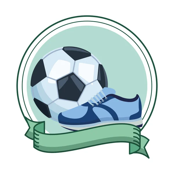 Voetbal ballon en sneaker icoon — Stockvector