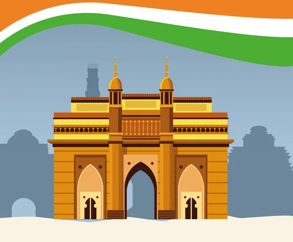 Indien nationales Denkmal Bauarchitektur — Stockvektor