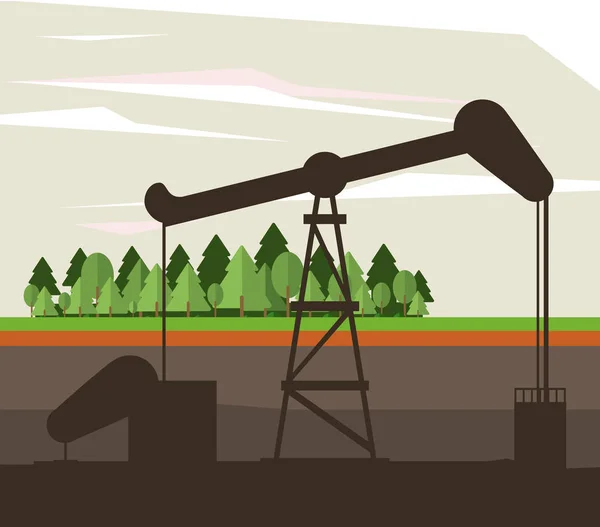 KRUHOVÁ ikona ropného a ropného čerpadla — Stockový vektor