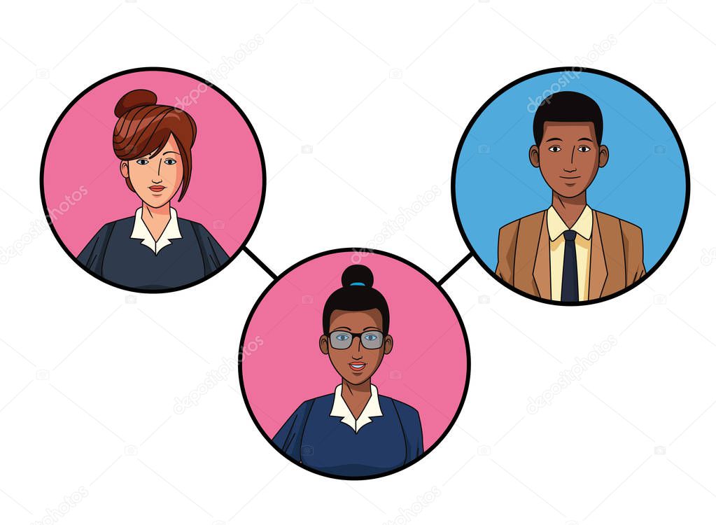 group of business people avatar profile picture in round icon