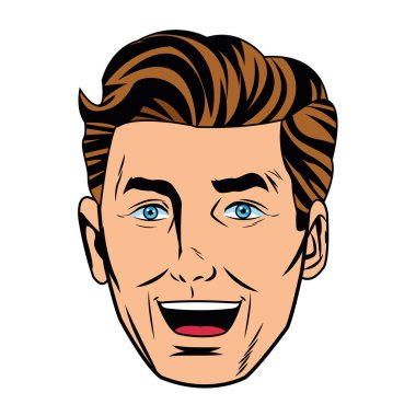 Pop art yakışıklı adam izole gülümseyen