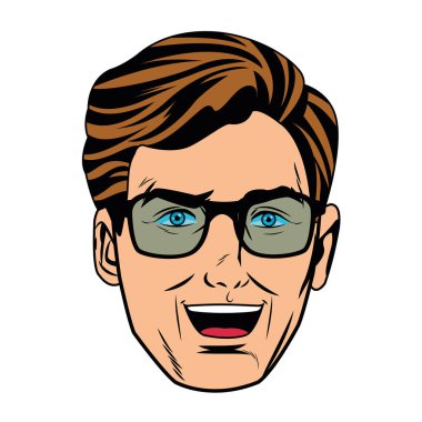 Pop art yakışıklı adam izole gülümseyen