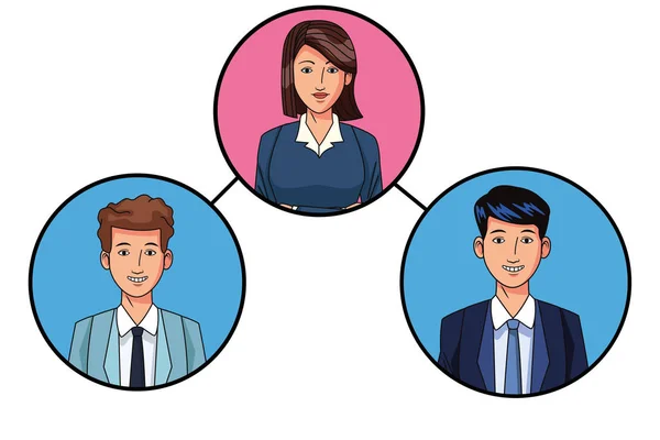 Gruppe von Geschäftsleuten Avatar Profilbild in rundem Symbol — Stockvektor