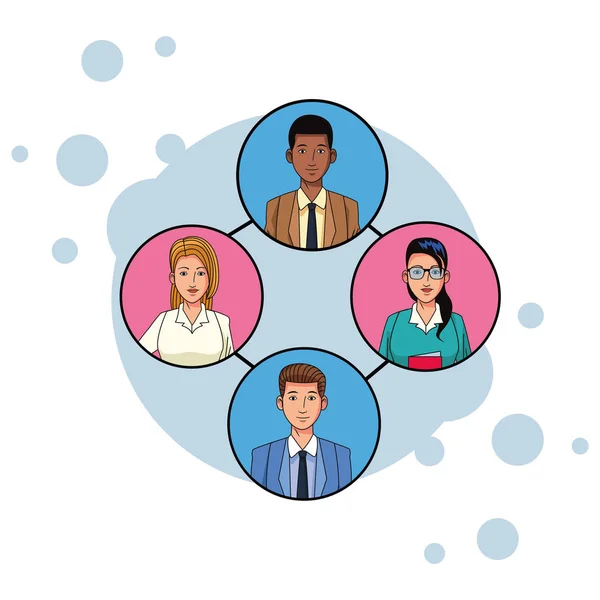 Grupa ludzi biznesu avatar zdjęcie profilowe w okrągłej ikonie — Wektor stockowy