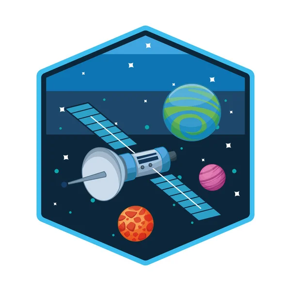 Satelit v prostorové scenérii — Stockový vektor