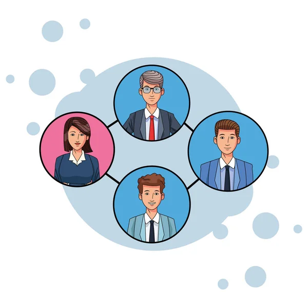 一组业务人员头像个人资料图片在圆形图标 — 图库矢量图片