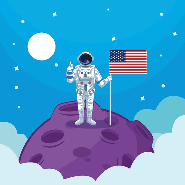 Astronauta nos desenhos animados da galáxia — Vetor de Stock
