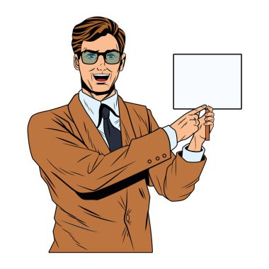 Takım elbiseli pop sanat işadamı izole