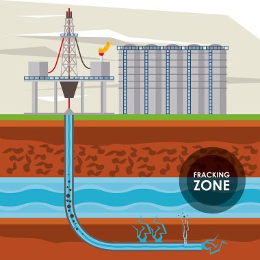 Fracking zone petroleum industry clipart