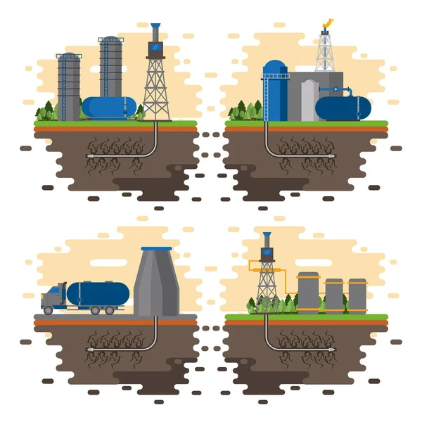 Эмблемы зоны фрекинга и нефтяной промышленности — стоковый вектор