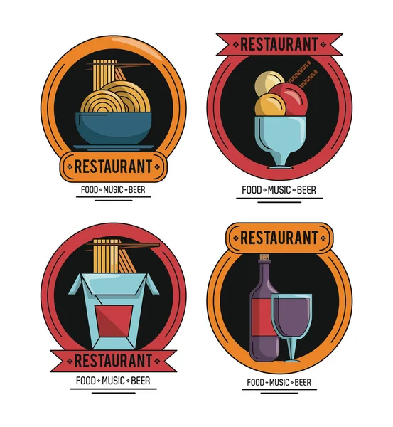 Reihe von Restaurant-Emblemen — Stockvektor