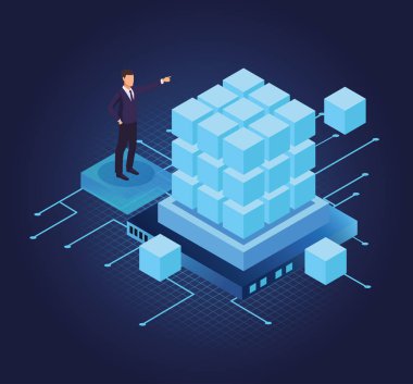 İşadamı ve teknoloji biyometrik