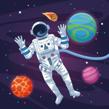 Galakside astronot karikatür