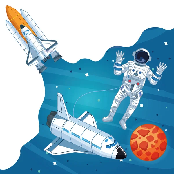 Astronaut i Galaxy Cartoon — Stock vektor