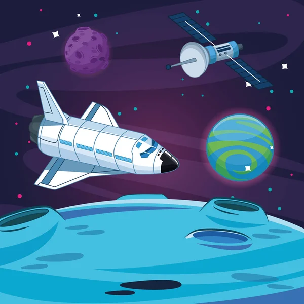 Raumschiff in der Milchstraßengalaxie — Stockvektor