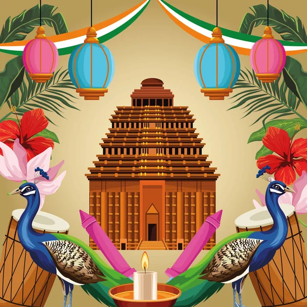 India nazionale monumento turismo carta — Vettoriale Stock