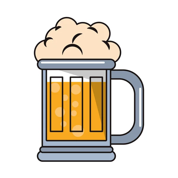 Coupe en verre de bière boisson alcoolisée bande dessinée isolée — Image vectorielle