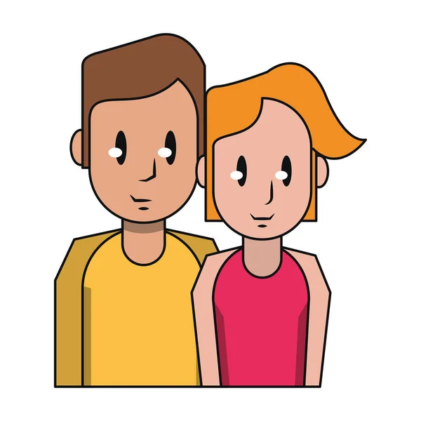 Giovane coppia profilo cartone animato isolato — Vettoriale Stock