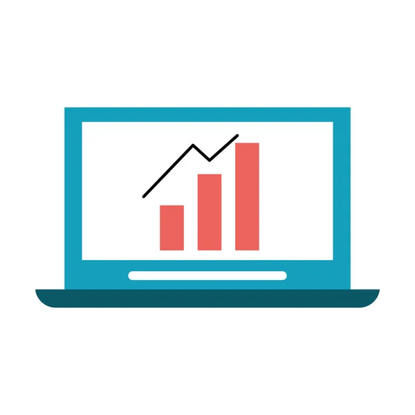 Portátil con estadísticas en el símbolo de la pantalla — Vector de stock