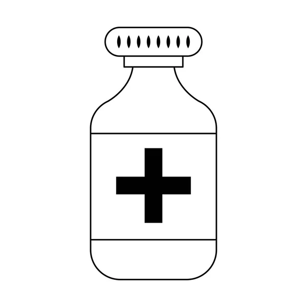 Geneeskunde fles symbool geïsoleerd in zwart-wit — Stockvector