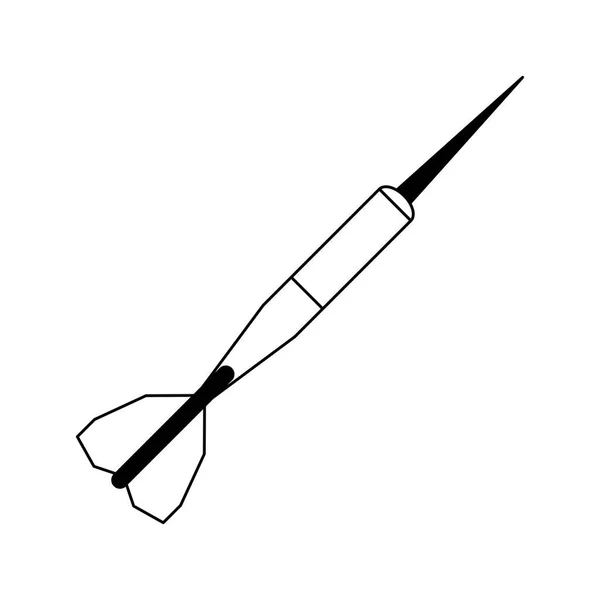 Dardo flecha equipo deportivo aislado en blanco y negro — Vector de stock