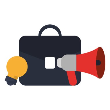 Bullhorn ve ampul Lamba ile İş evrak çantası