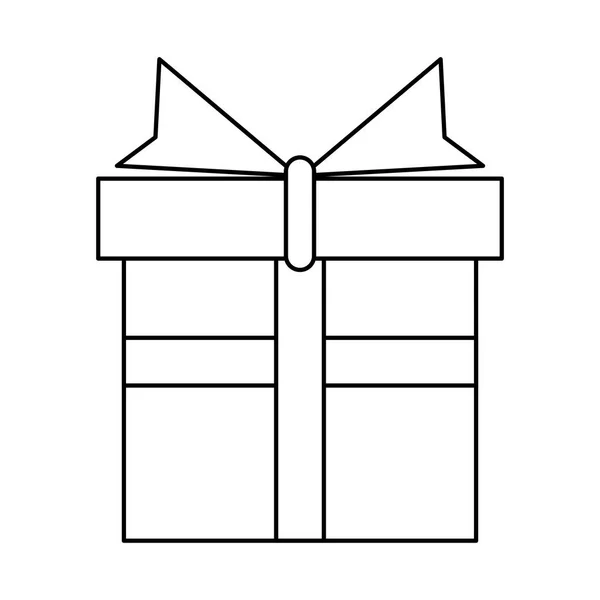 Coffret cadeau présent symbole isolé en noir et blanc — Image vectorielle