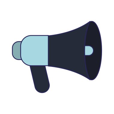 Bullhorn reklam sembolü izole mavi çizgiler