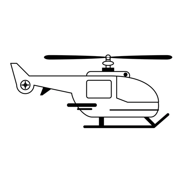 Símbolo de vehículo de avión helicóptero blanco y negro — Vector de stock
