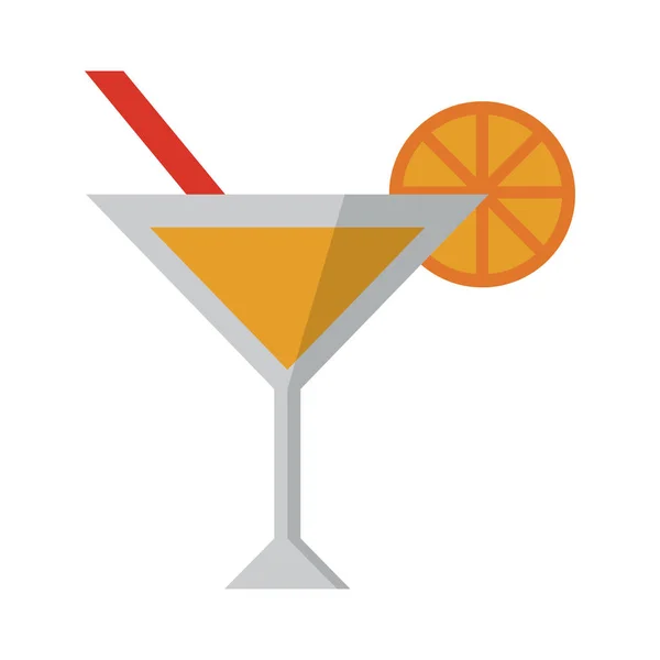 Летний коктейль с апельсином и соломенной чашкой — стоковый вектор