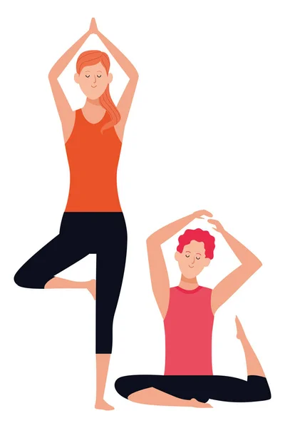 Couple yoga poses — Stock Vector