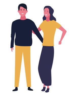 Genç çift karikatür izole