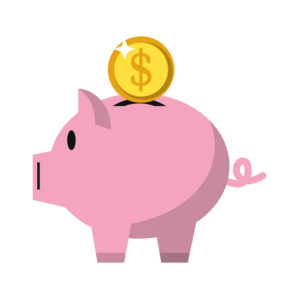 Geld Piggy muntsymbool — Stockvector