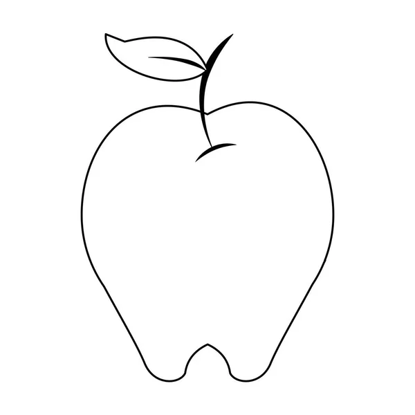 Appel gezond voedsel fruit geïsoleerd zwart-wit — Stockvector