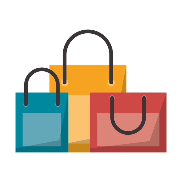 Einkaufstaschen in verschiedenen Farben isoliert — Stockvektor