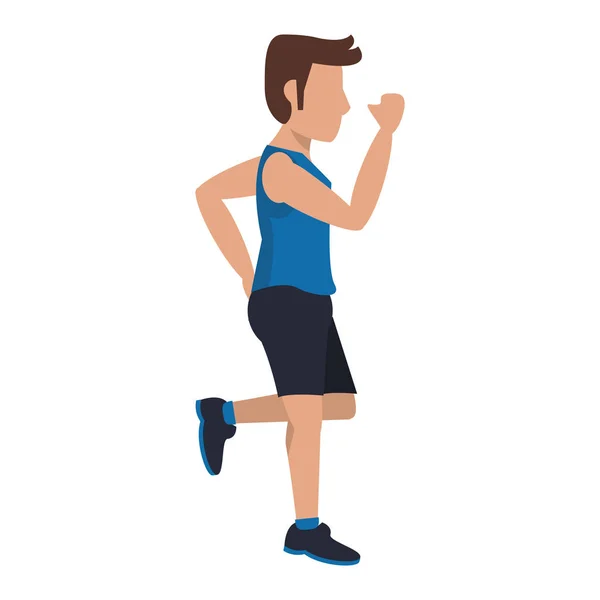 Fitness-Mann läuft Seitenansicht — Stockvektor
