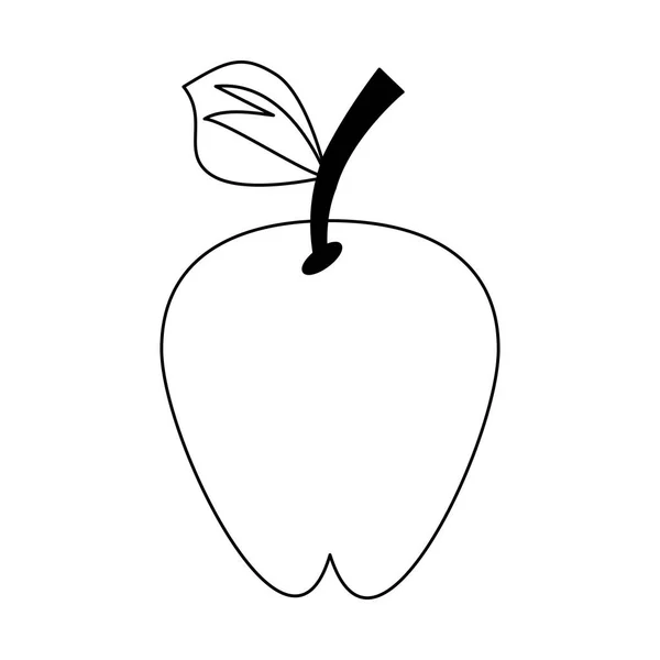 苹果水果食品卡通在黑色和白色 — 图库矢量图片